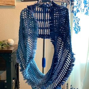Infinity scarf, ombre, colors of blue and light blue